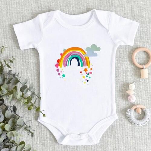 Rainbow Baby Onesie Baby Shower Gifts Casual Beautiful Baby Bodysuit Short Sleeve Newborn Summer Baby Clothes Wholesale Romper