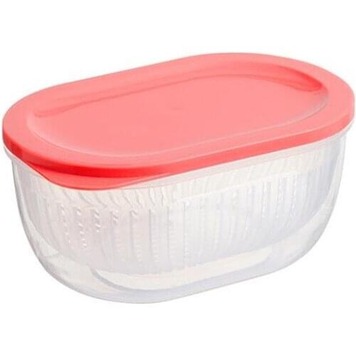 Kitchen Onion Ginger Garlic Storage Box Refrigerator Fruit Crisper Box Portable Square Freshness Preservation Drain Seal Box