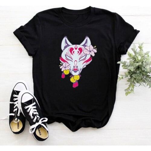 Korean Fashion Anime T Shirt Woman Loose and Casual Sleeve Tee Shirt Femme Vintage White Women Tshirts Harajuku Clothes