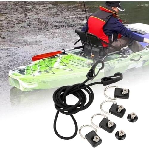 Kayak Fishing Rigging D Ring Screw Kit With 1.5m Elastic Rope Corrosion-resistant Lightweight Canoe Bungee Kit Kayak Accessorie