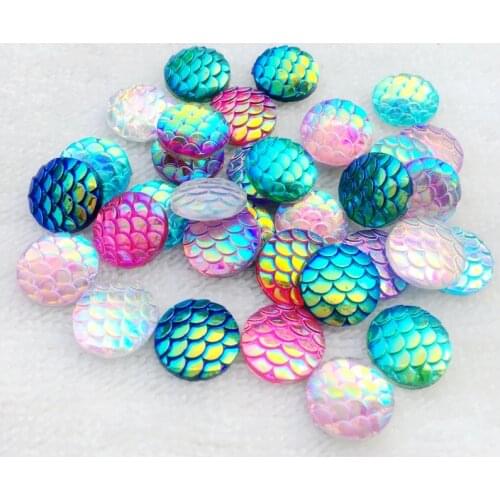 80pcs Round AB resin crystal Fish scales Flat back Rhinestone scrapbook for Wedding decoration strass-A12