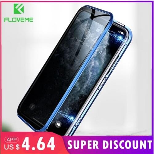 FLOVEME Magnetic Phone Case For iPhone 11 Pro Max 360 Full Protecive Tempered Glass Metal Magnet Cover Back For iPhone11 Pro Max