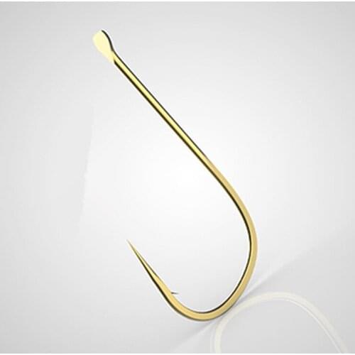 Small Mini Competition Fishing Hook Gold Red Pocket H Diamond Japan Hooks Barbed Fishhook Lot 40 Pieces Size 0.8-8