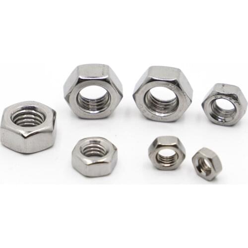 Metric DIN934 A2 304 Stainless Steel Hex Hexagon Nut for M1 M1.2 M1.4 M1.6 M2 M2.5 M3 M4 M5 M6 M8 M10 M12 Screw Bolt