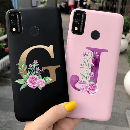 Fashion Alphabte Flower Case For Huawei Honor 9X Lite Phone Case Honor9X Lite JSN-L21 L22 Arcylic PC Hard Back Cover Bumper Capa