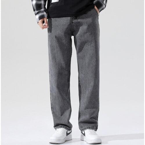 Mens Japanese Harajuku Style Jeans 2021 Autumn and Winter New Classic Fashion Casual Dark Gray Pants Mens Brand Trousers