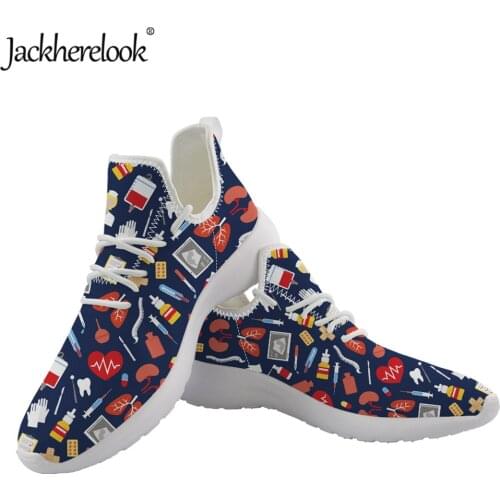 Jackherelook NEW Sneaker Knit Flat Nursing Shoes Physician Doctors Brand Designer Ladies Shoes Lace up Footwear Zapatos de Mujer