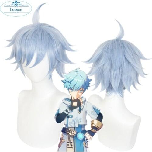 Chongyun Cosplay Wig Genshin Impact Cosplay Blue Heat Resistant Synthetic Hair Chongyun Halloween Cosplay