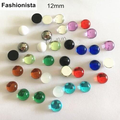 Free Shipping - 12mm Half Round Smooth Cabochons,Assorted Colors Acrylic Cabochon Bead,Flat Back Glue on Cabochon For Jewel DIY