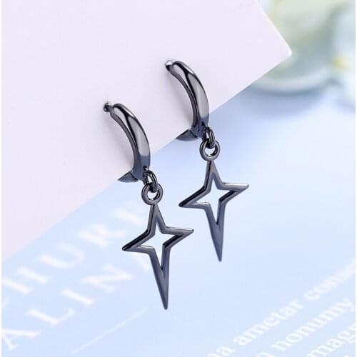 Girls' Simple Small Hoop Earrings Smooth Tiny Huggies With Hollow Cross Star Pendants Dangle Earring Cute Piercing Earring Gifts