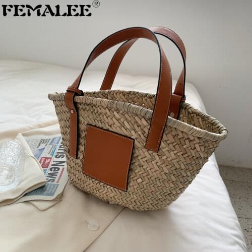 2021 Summer Handmade Bags for Women Tote Top Handle Handbags Large Capacity Straw Woven Underarm Bolsa Ladies Beach Hand bags