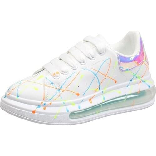 Women Slides White Graffiti Casual Noctilucent Shoes High Quality Fashion Outdoor Girls Cushion Sneakers De Mujer Tenis Feminino