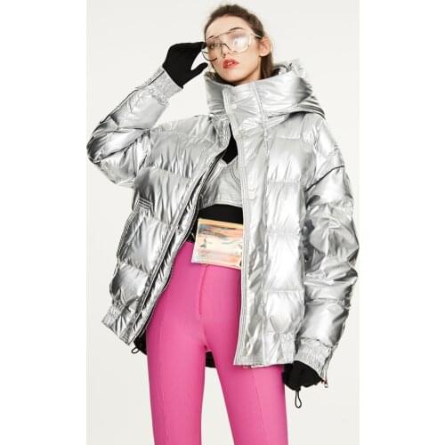 In the winter of 2020, the new male and female couples' laser bright face is thickened and loose, and the long down jacket women