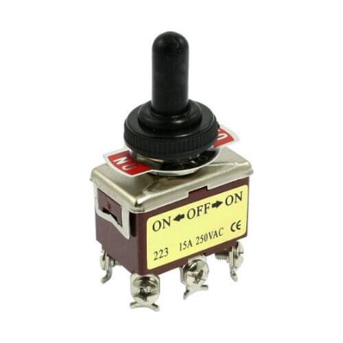 1pcs E-TEN 223 AC 250V 15A 6 Pin DPDT On/Off/On 3 Position Mini Toggle Switch Brown