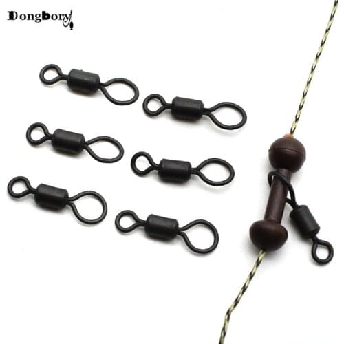 100pcs Carp Fishing Large Eye Heli Swivels Fits Safety Lead Clips Rolling Swivels For Helicopter Rig Hook Link Swivels Size 8