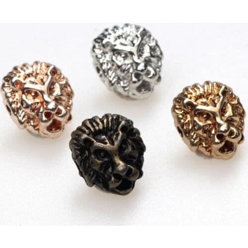 11MM 12PCS/LOT Lion Head Spacer Beads Zinc Alloy Bronze/Rhodium/Rose/KC Gold DIY Bracelets/Necklaces/Earrings Jewelry Making