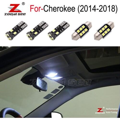 15pc LED trunk bulb + LED license number plate lamp + LED Interior Dome Map Reading Light For Jeep for Cherokee 2014 to 2018