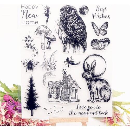 18x21.5cm Owl Rabbit Transparent Seal Clear Stamps Silicone Seal TPR Roller Stamps DIY Scrapbook Album / Card Cutting Dies