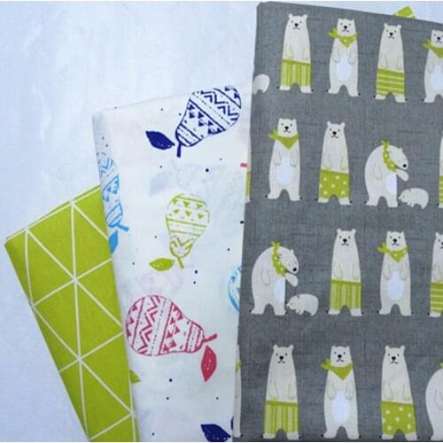 Pretty 3pcs 40x50cm Bear Pearl Square 100% cotton twill cotton Fabric Bundle For DIY Sewing