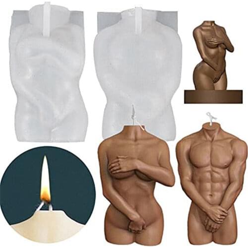 3D Human Body Candle Molds Silicone Resin Casting Mold Candle Shy Male Female Artificial Portrait DIY Craft Making Soap Mould