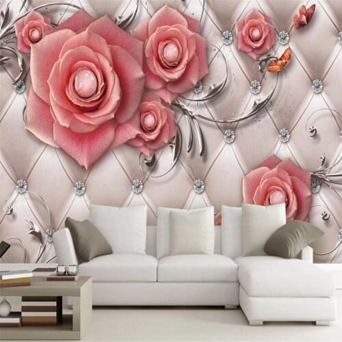 Milofi Custom 3D Wallpaper Mural Beautiful 3D Jewelry Flowers Soft Pack Living Room Background Wall Decoration Mural Wallpaper