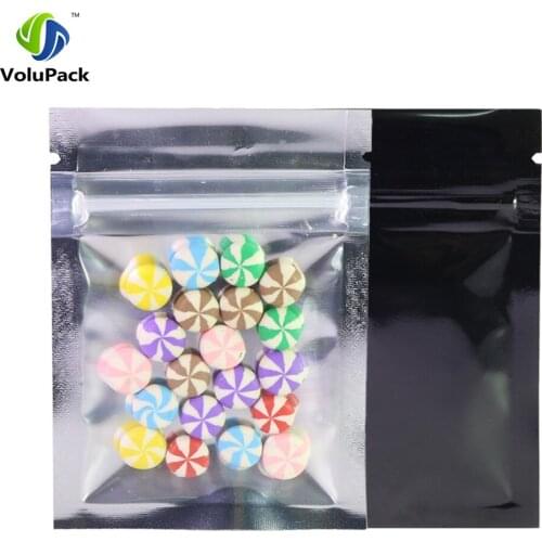 6.5x9cm(2.5x3.5in) 100pcs Clear Front Aluminum Foil Mylar Flat Pouches Tear Notch Small Zip Lock Bags Herb Jewelry Zipper Bag