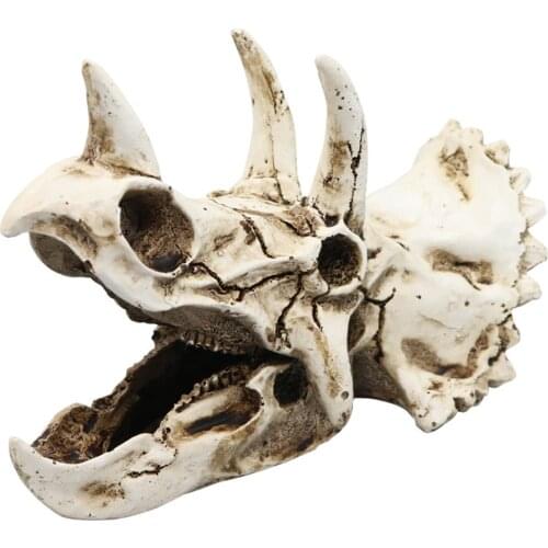 Aquarium Decoration Resin Artificial Ornament Fish Tank Aquarium Cave Landscape Pet Reptile House Hidden Hollow Dinosaur Skull