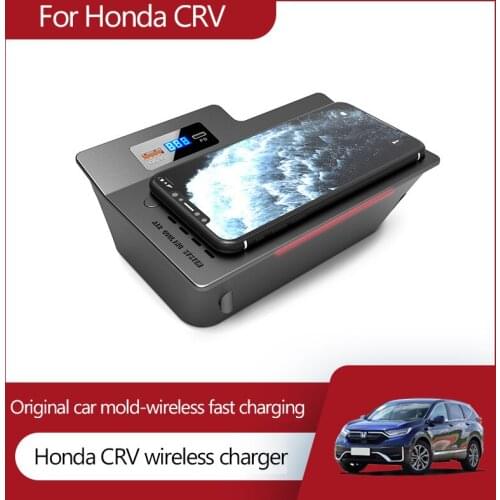 Car QI wireless charger For Honda CR-V accessories 15W mobile phone fast charging pad interior modification parts 2017-2019