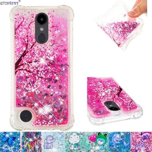 For LG Aristo 2 Zone 4 Cute Glitter Quicksand Back Case LG K8 2018 Risio 3 Fortune 2 Bling Liquid Soft Silicone Shockproof Cover