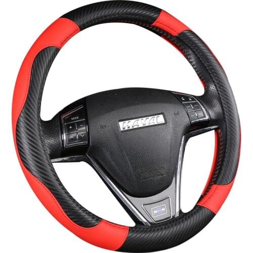 38CM PU Leather+Carbon Fiber Steering Wheel Cover Car-styling for Great Wall Haval Hover H1 H3 H6 H2 H5 C50 C30 Auto Accesorioss