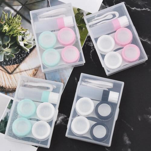 Unisex Contact Lens Case Box Transparent Fashion Portable Storage Eye Care Kit Container Eyewear Cleaning Case