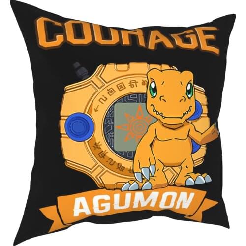 Courage Agumon Pillowcase Printing Polyester Cushion Cover Decorative Digimon Adventure Throw Pillow Case Cover Home 45X45cm