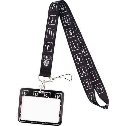 JF659 Viking Rune Cartoon Lanyard For Friend Key ID Card Gym Phone Straps USB Badge Holder DIY Hanging Rope Lariat Lanyard