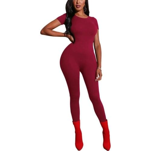 Fashion Fitness Workout Sport Jumpsuits Women Short Sleeveless Crew Neck Solid Color Skinny Club Rompers Streetwear Sportswear