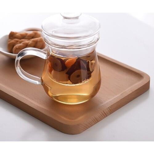 1pc 300ML Borosilicate Glass Tea Mug Office Flower Teacup with Glass Tea Infuser Kungfu-Tea B03