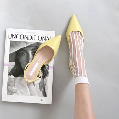 Summer Baotou Flat-soled Shoes with 100 Flat heels and Empty Sandals for Women Shallow-mouthed with Point Flat-soled Fairy Shoes