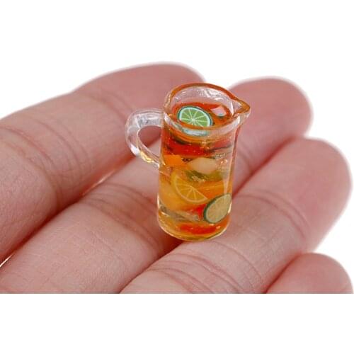 1Pc 1/12 Dollhouse Miniature Mini Resin Fruit Tea Cup Simulation Miniature Drinks Model Toy Doll Home Decoration Accessories