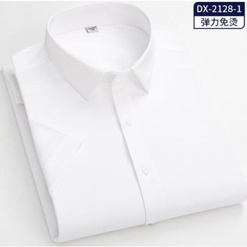 2021 New Men Shirt Short Sleeve Summer Busines Work Cloth Solid Color Soft Silk Feeling 4D Regular Fit Cool DA489