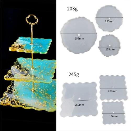 Three Layer Epoxy Mold Set Fruit Dish Moldes Silicona Tea Tray Forma De Silicone Storage Cup Pad Moules Resine Epoxi For DIY Art