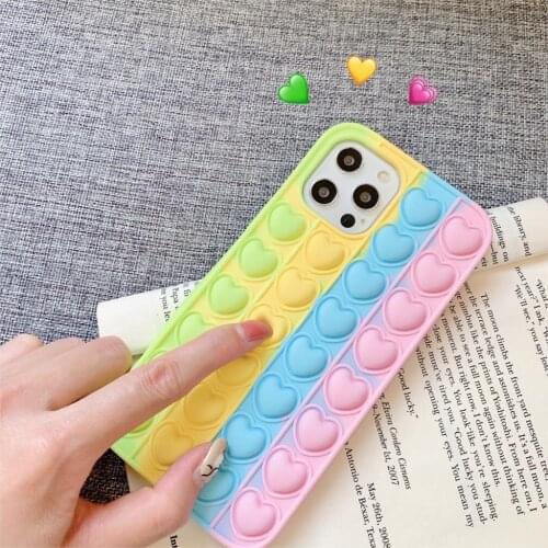 The new love rainbow mobile phone case is suitable for Samsung A10E A20 A71 A01 A32 Press Doudou silicone protective cover