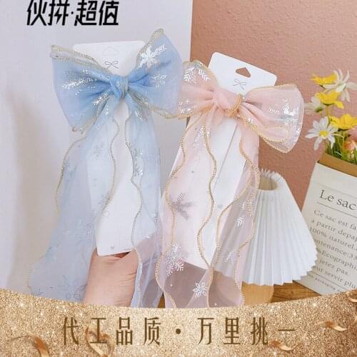 New childrens hair accessories frozen Princess bow hairpin Korean girls streamer gauze hairpin headdress
