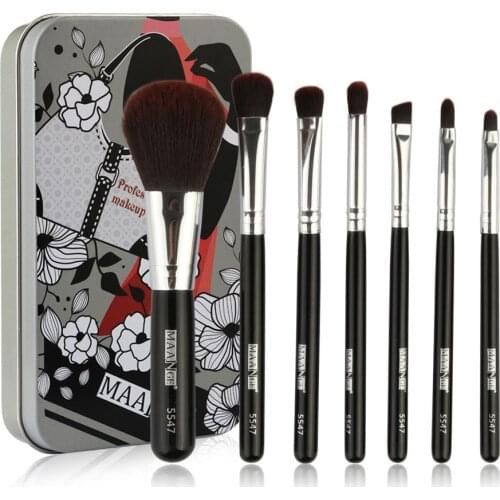 New 7PCS/Set Portable Eye Shadow Makeup Brushes With Tin box High Quality Slender And Soft Bristles Practical And Easy To Carry