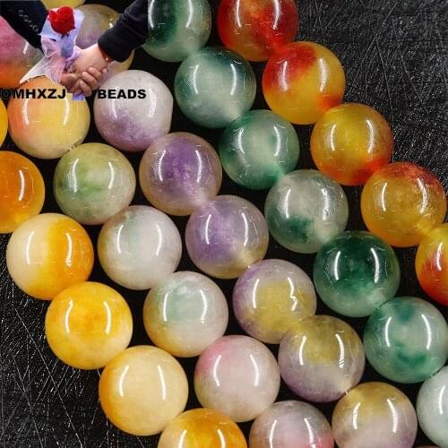 OMH Z91 13mm Polished Jewelry DIY Making Bracelet Necklace Christmas Gift Round Quartzite Colorful Jade Loose Spacer Beads