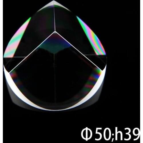 Optical Glass Quartz Pyramid Prism 50mmx39mm Physics Refractor Light Spectrum Optical Experiment Instruments
