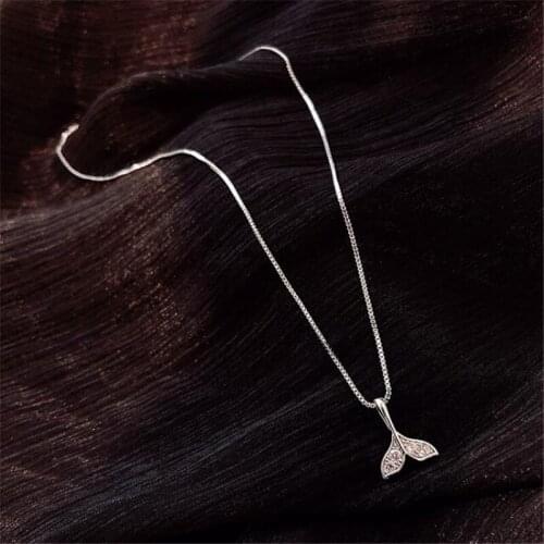 Simplicity Sweet Sex Female Clavicle Chain Necklace Mermaid Tail Crystal Pendant Necklace Charm Womens Jewelry