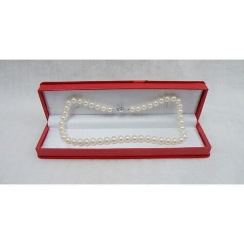 Wedding Woman Jewelry 18inch 10mm Pearl Choker Necklace Rose Clasp Natural Freshwater Pearl Handmade Free Box