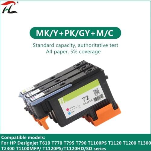 Print head for HP72 for hp 72 printhead C9380A C9383A C9384A DesignJet T1100 T1120 T1120ps T1300ps T2300 T610 T770 T790 T795