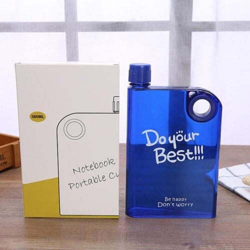 Flat A5 Ring Transparent Kettle Outdoor Portable Water Bottles For Drink Cup Plastic Kettle Square Book Shape Sport Travel Flask