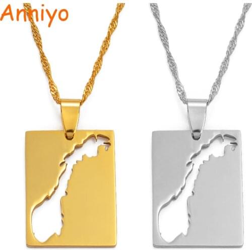 Anniyo Kongeriket Norge Map Pendant & Necklaces for Women Noreg/Norway Country Maps #021721