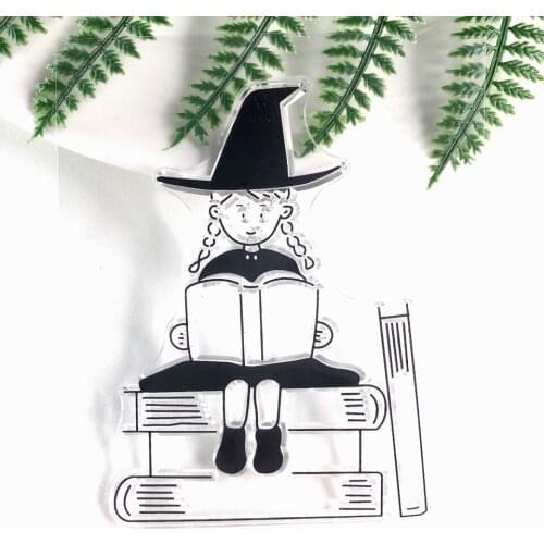 10*10 Fairy Reading Hag Transparent Clear Silicone Stamps Seal for DIY Scrapbooking Photo Album Decorative Clear Stamp Sheet